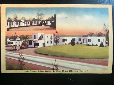 Vintage Postcard 1949 Motel Terrace Deluxe Cabins Hwy 29 & 202 Somerville N.J.
