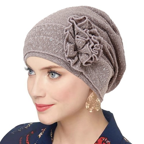 Women Hijab Hair Loss Caps Headscarf Pleated Beanie Muslim Turban
