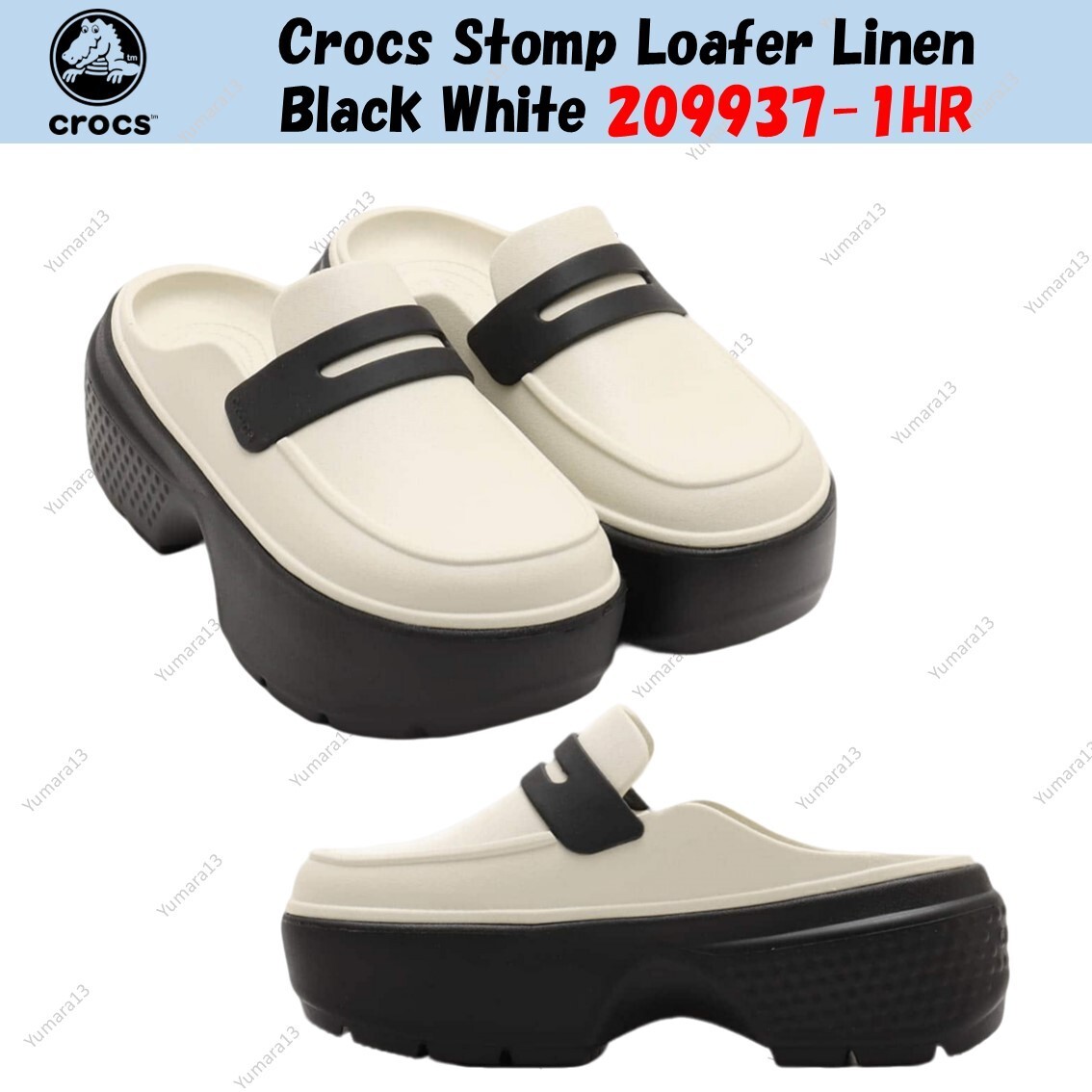 Crocs Stomp Loafer Linen Black White 209937-1HR  Unisex Size