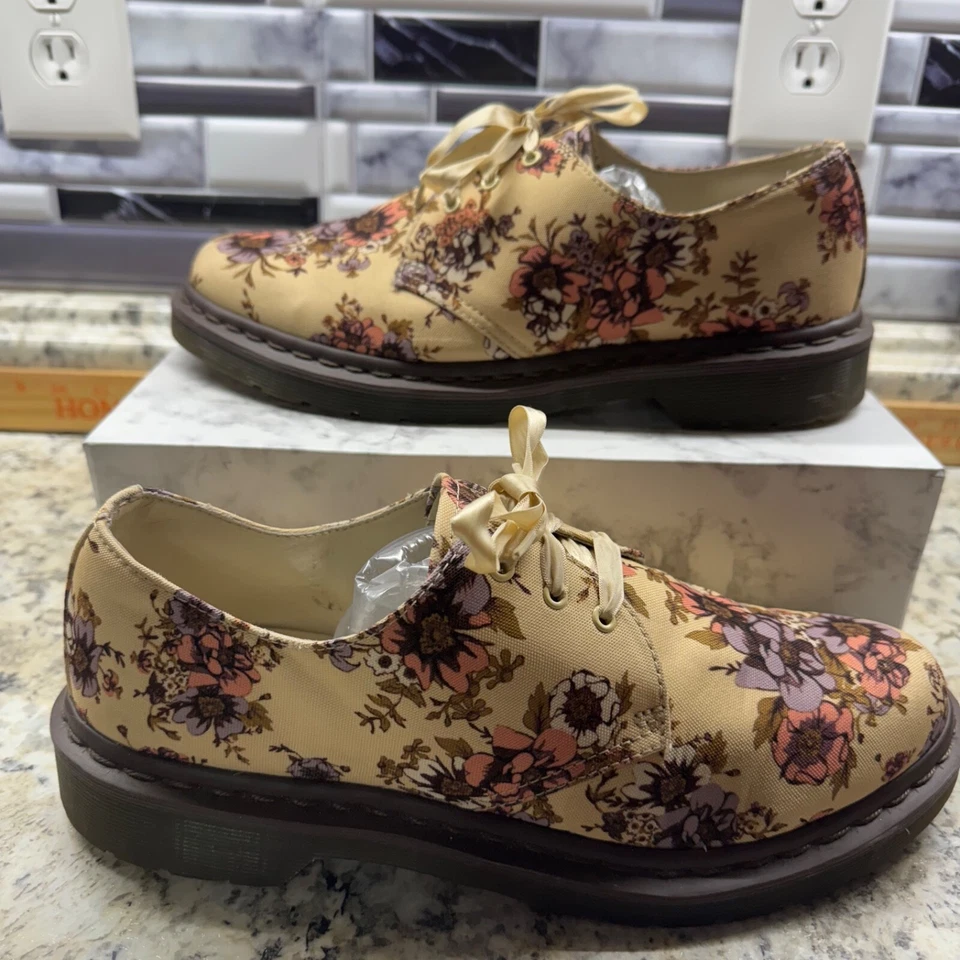 Zapatos con cordones Dr. Martens 1461 amarillos florales bajos talla 10 para mujer Foto 4 de 4