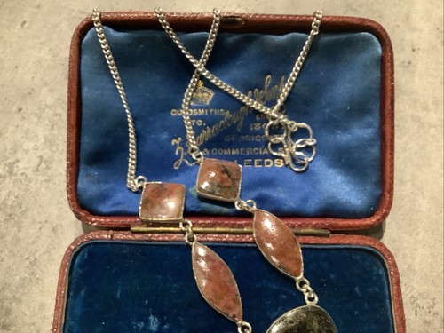 925 SILVER RHODONITE PENDANT NECKLACE - Picture 3 of 5