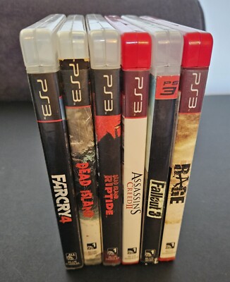 Ps3 6 Game Lot Farcry, Fallout 3, Dead Island 1 & 2, Rage, Assassin's Creed 2