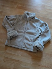 Fleecejacke Jacke beige mit Kunstpelz Gr M 38