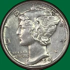1943 Mercury Dime Brilliant Uncirculated BU Coin #40617