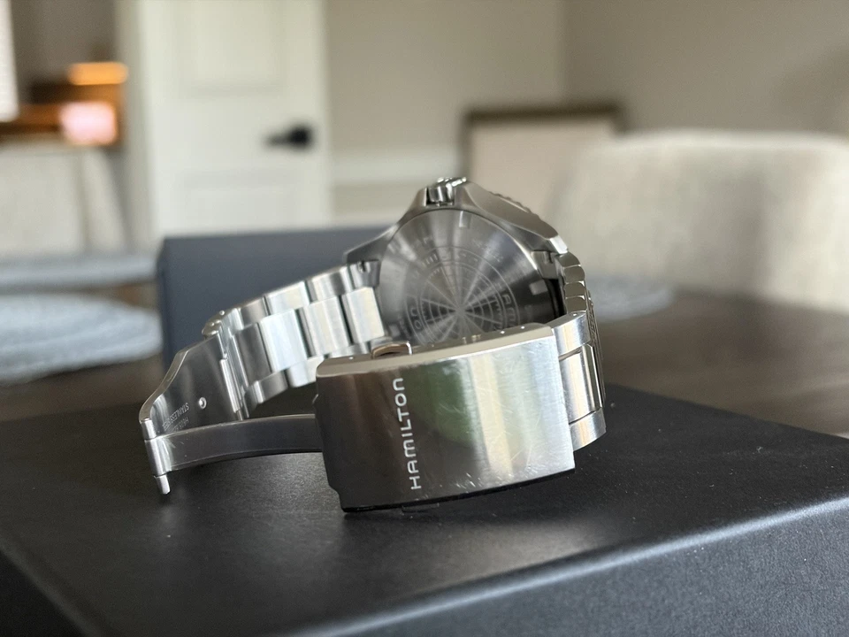 Автоматические часы Hamilton хаки темно-синий акваланг 43 мм черный циферблат - Изображение 3 из 4