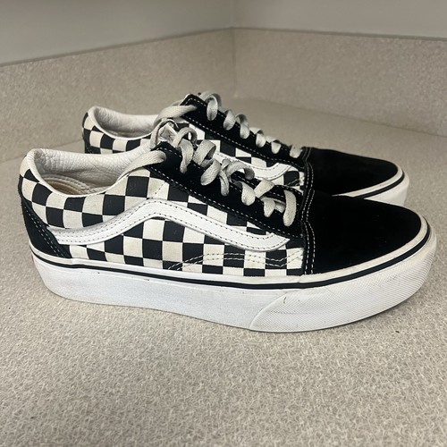 Vans Old Skool Checkered Black/White Low Skate Shoes Womens Size W 7.5 M 6 - Picture 2 of 9