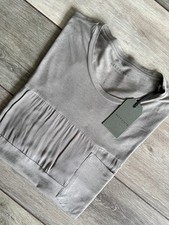 Image of ALL SAINTS PUTTY BROWN "TWELVE" SHORT SLEEVE CREW T-SHIRT - MEDIUM - NEW & TAGS