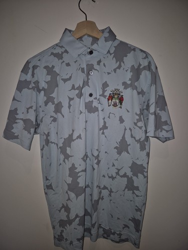 Footjoy Camoflage Golf Shirt Royal Burgess Crested Medium 21" Ptp makellos.