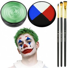 Halloween Clown Makeup Kit, 4 Colors Face Paint  Green Hair Wax