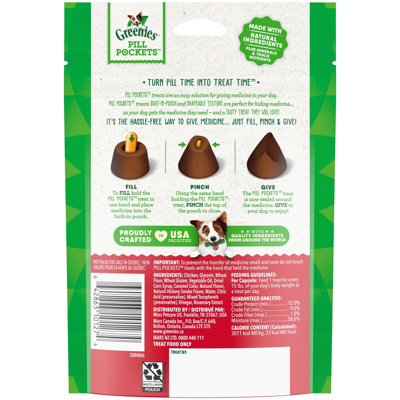 Greenies Pill Pockets Dog Treats Hickory Smoke Large Capsule 7.9oz 30Pk Soft