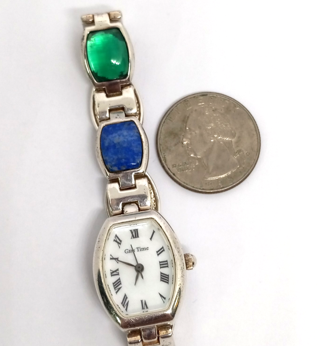 Vintage Gem Time 925 Sterling Silver Case & Band Gemstone  display picture 1