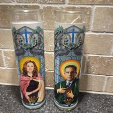 Lot of 2 The Office Saint Micheal Pam Religion Prayer Themed Candles Unscented