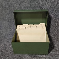 Vintage J Chein & Co Green Metal Index Card Box with A-Z Dividers Made in USA
