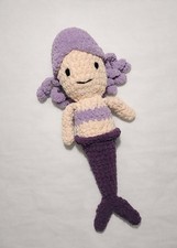Handmade Crochet Purple Mermaid Plush 18.5" Doll Soft Stuffed Toy Amigurumi