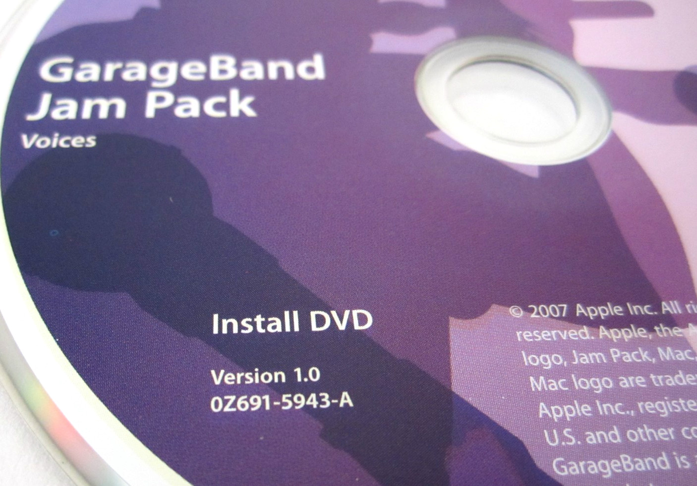 Apple GarageBand Jam Pack Voices One Install Disc