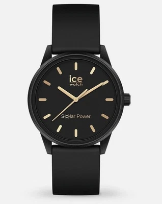 Ice-Watch ICE 020302 solar power black gold Small Damenuhr Silikon schwarz Neu - Bild 1 von 3