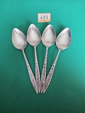 4x Vintage Viners Mosaic Dessert Spoons, Stainless Steel Japan #175