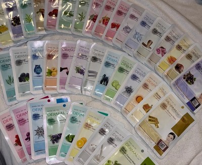Korean Face Mask Bundle 10pc DERMAL Collagen Sheet Masks Snail Gold Tea Tree Etc