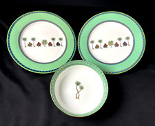 RARE! GOOD EARTH INDUS BONE CHINA 24KGOLD 2 SERVING PLATTERS 1 SERVING BOWL