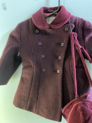FOREVER CLASSIC: GIRLS 3T  Red Velvet 2 Piece Coat Set Made In England