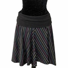 Y2K Vintage Multicolor Striped Whimsy Skirt Fold Over Waist Indie Fairy Grunge