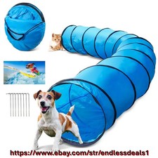 Dog Agility Training Tunnel with 24" Opening Stakes Included, 18 Ft Durable,
