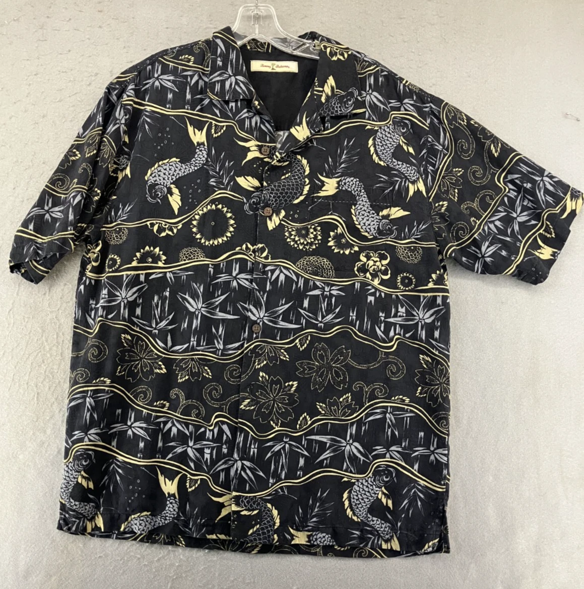 Tommy Bahama Hawaiian Shirt Mens L Fish Palm Trees