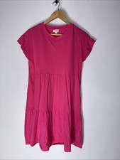 J.Crew Factory Womens Flutter Sleeve T-Shirt Dress Tiered Pink XS