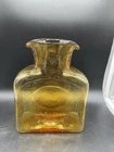 VTG Blenko  Amber Art Glass Double Spout Water Carafe Pitcher MCM 8.5" Tall