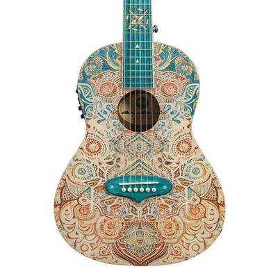 Lindo Sahara Parlor Elektro-Akustik-Reisegitarre 3/4 Größe Nylon Stahlsaiten