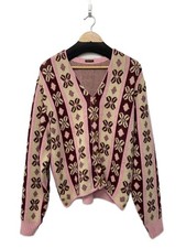 KAPITAL 5G Striped Cardigan, Size 3, Acrylic, Floral Print, K2210KN066
