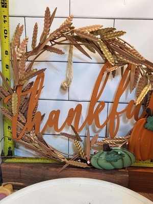 Autumn Harvest Wreaths Metal Thankful Farmhouse Thanksgiving Indoor Outdoor