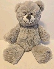 Spark Create Imagine Rattle Teddy Bear Stuffed Animal Gray Soft Fluffy 16 sewn