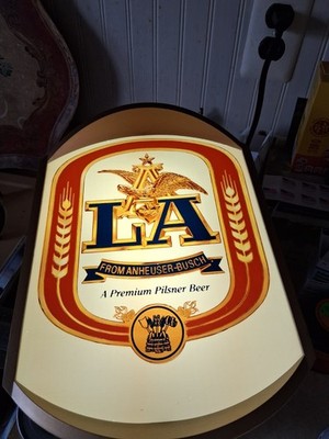 LA beer from anheuser Busch lighted beer sign.  Great for your man cave