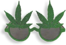Marijuana Pot Leaf Glitter Novelty Sunglasses