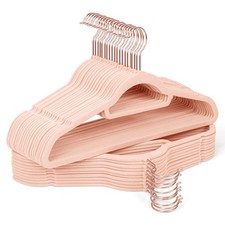 Sishynio Velvet Hangers 30 Pack with Rose Gold hook 30 Pack, Pink 
