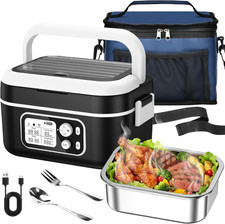 Scaldavivande Elettrico Portatile 100W, Lunch Box Elettrico 1.5L Acciaio Inox Ri
