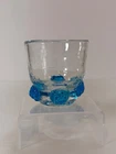 Blenko  445CT Cocktail Glass  2 3/4” -  Crystal Crackle with Turquoise Rosettes