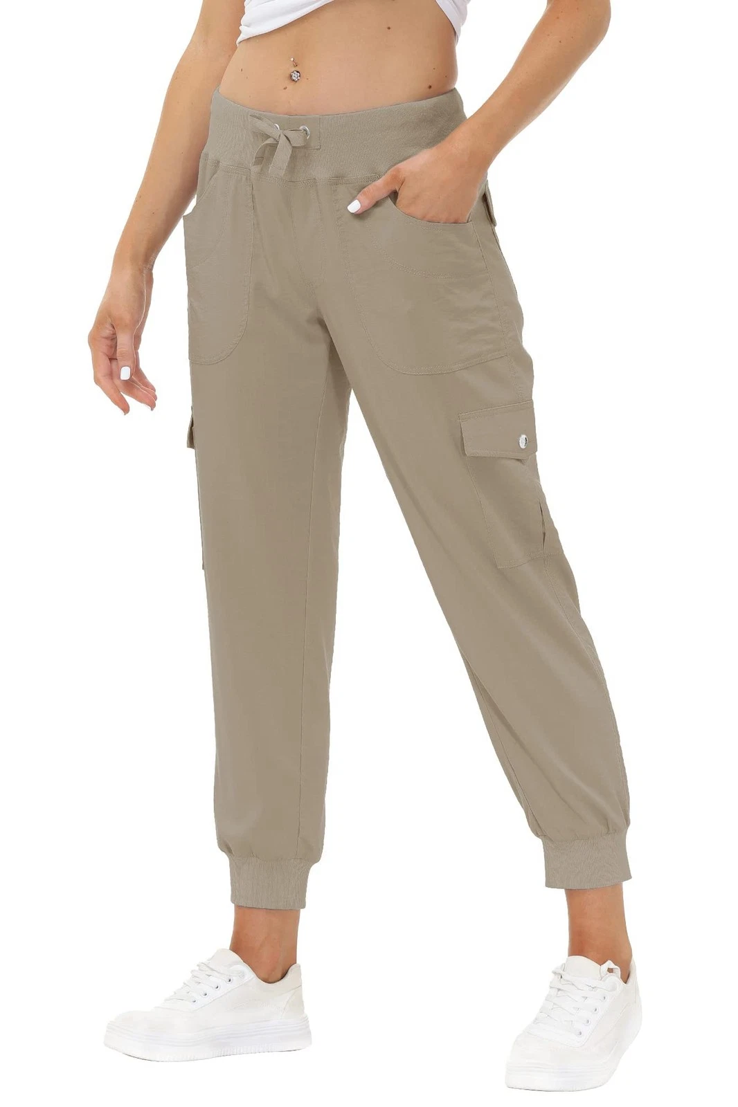 Pants Womens Cargo Trousers Long Capri Casual Pants Outdoor Joggers High Waist...