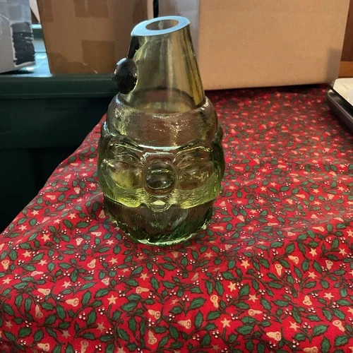 FENTON Hand Blown Green Glass Santa Fairy Lamp, USA MADE!