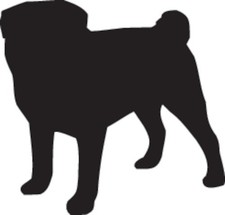 Custom Pug Silhouette Vinyl Decal - Personalized Dog Sticker - 9066