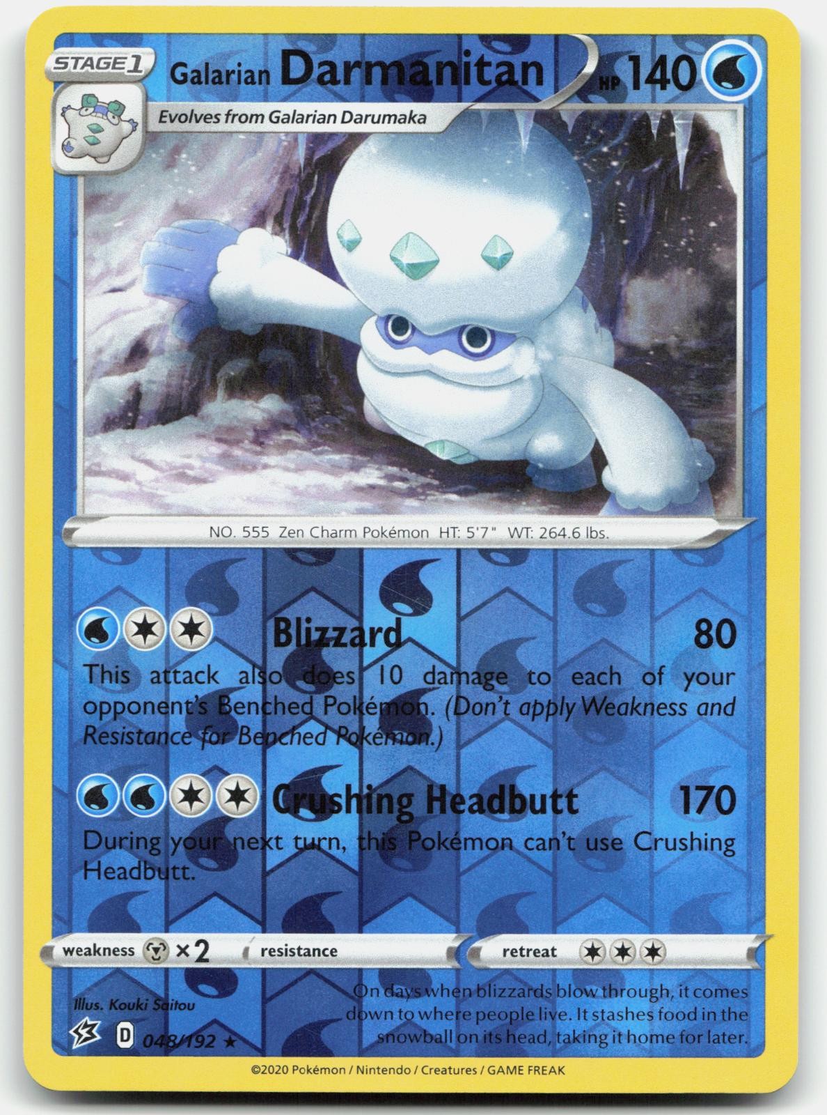 Galarian Darmanitan 048/192 Rare Rebel Clash Pokemon Reverse Holo Near Mint