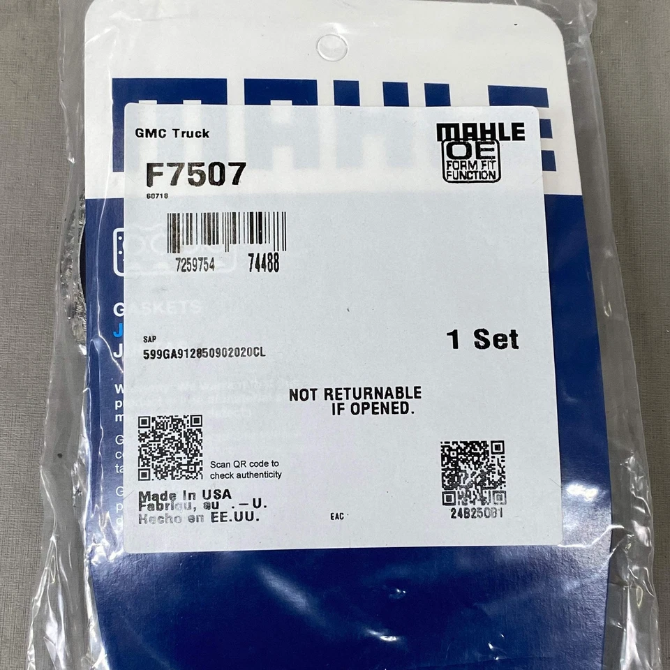 Junta de brida de tubo de escape MAHLE para Chevy, GMC y Hummer ETC F7507 Foto 2 de 4