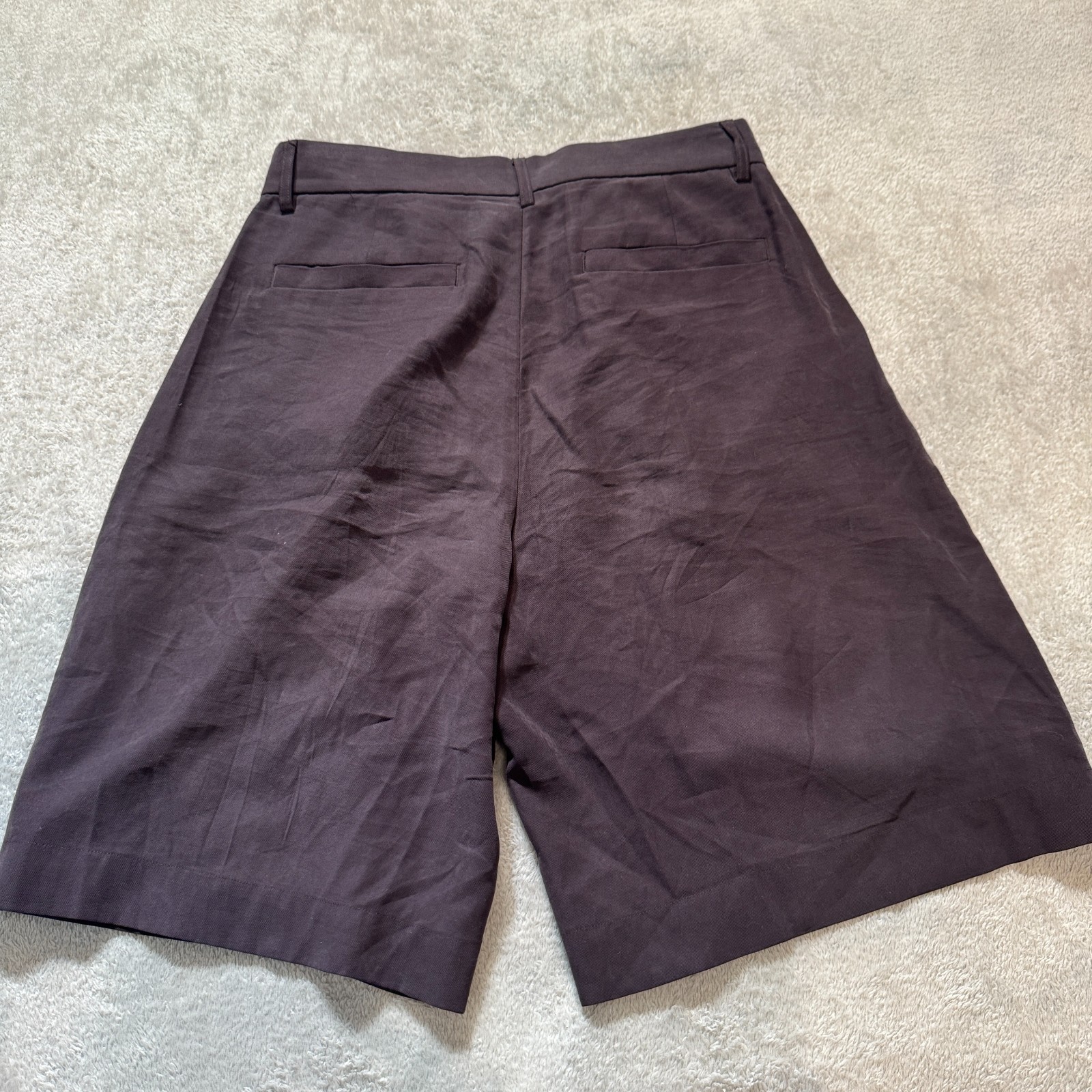 Zara Shorts Womens 32 Brown Trouser Short High Rise Viscose 11" Preppy Casual thumbnail 4