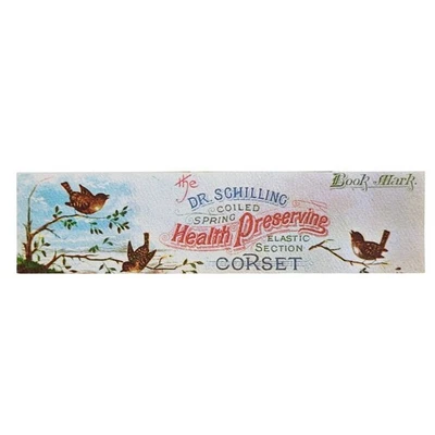 Vintage 70s Dr. Schilling Corset Bookmark- Evergreen Press - 1800s Advertisement - Imagen 1 de 4