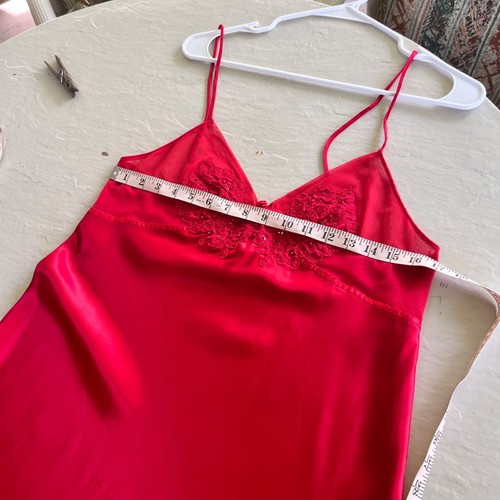 Vintage Cinema Etoile rot Blumen Spitze Perlen Babydoll Cami Schlupfkleid Größe L - Bild 7 von 7