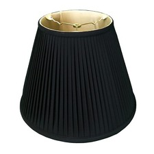 Royal Designs Deep Empire Side Pleat Basic Lamp Shade, Black with Gold, 6" x ...