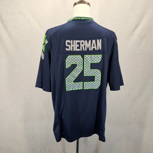 Camiseta Nike Seattle Seahawks para hombre talla L bordada en el campo NFL Sherman #25 - Imagen 2 de 11