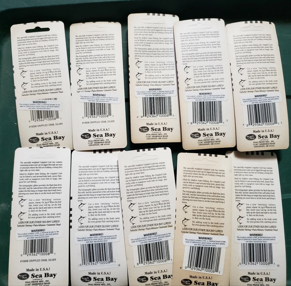 Sea Bay Crippled Crab Lure lot of 10 awesome life like injured crabs.  - Изображение 2 из 4