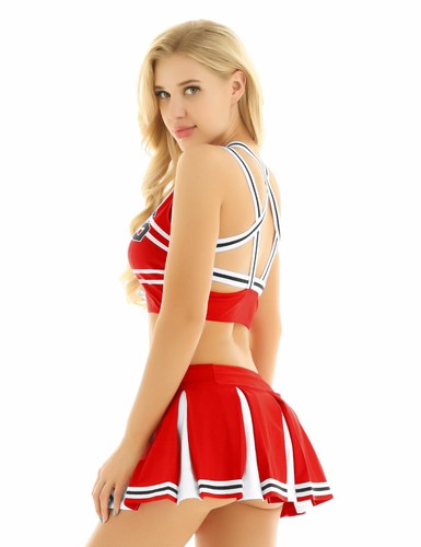 Womens Cheerleader Costume Cheer High School Girl Cosplay Fancy Dress Mini Skirt - Picture 65 of 121